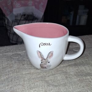 Rae Dunn Bunny Pourer Pitcher in Pink and White